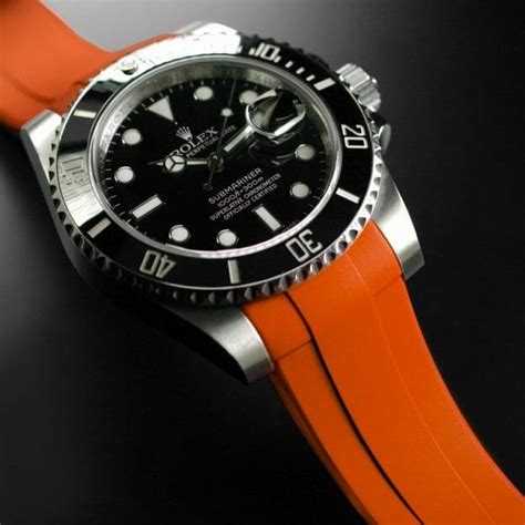 rolex submariner orange rubber strap|Rolex Submariner 2020 rubber strap.